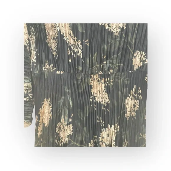 Vince ❀ Lilac Floral Micro Pleated Midi Dress ❀ Coastal Blue Floral Print ❀ Sml
